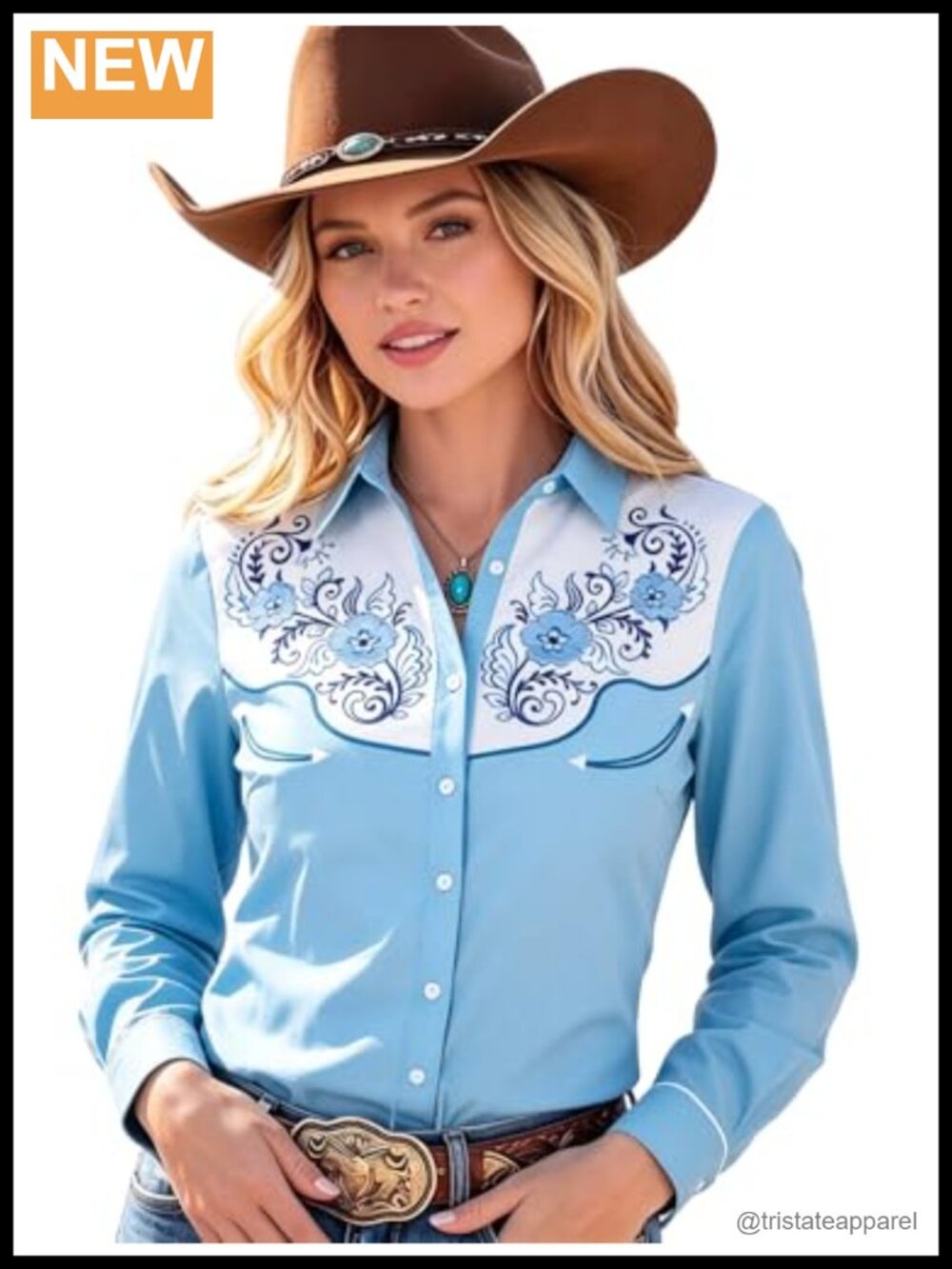 Western Cowboy Shirt for Women Long Sleeve Button Up Country Concert Tee